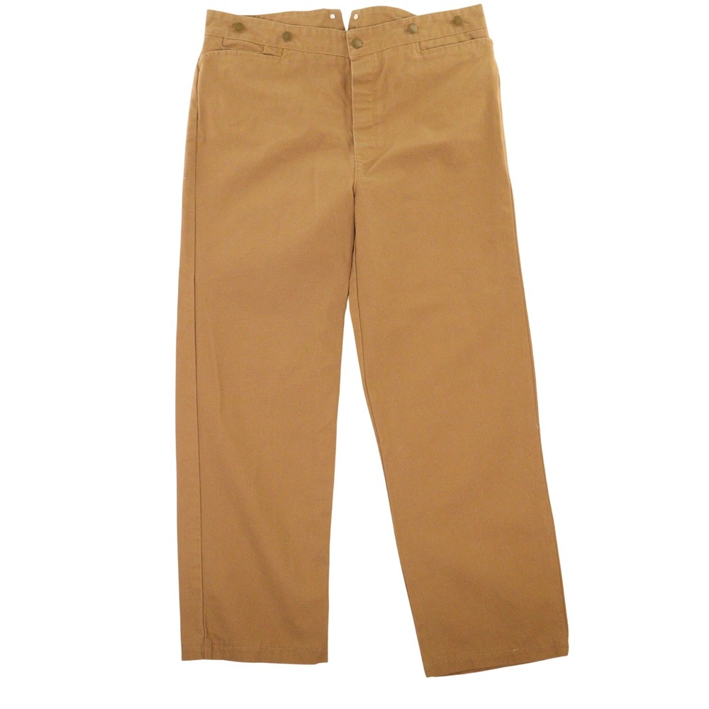 Scully Trousers Canvas Button Fly Suspender Buttons Brown Cotton Men 40